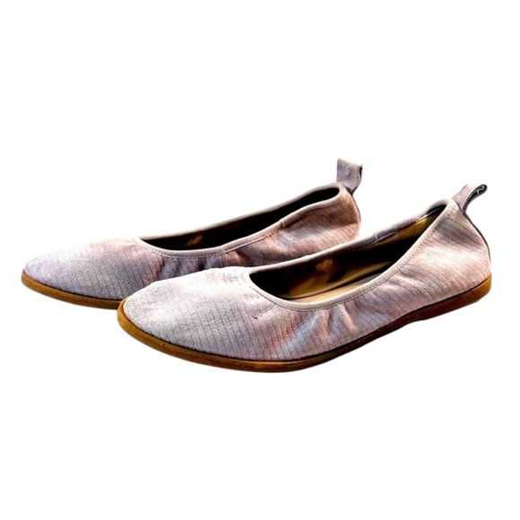 EILEEN FISHER Notion Ballet Flat, Patent/High Shine, Color Gray/tan, Size 8.5 - Picture 1 of 8